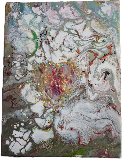 Abstract Heart with Glitter