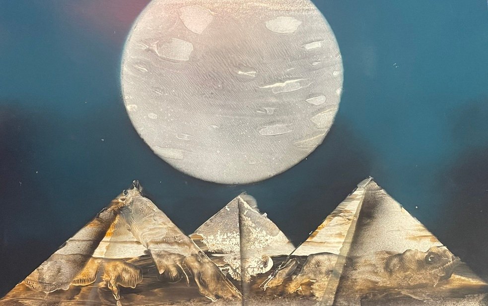 Pyramids Full Moon Night Sky