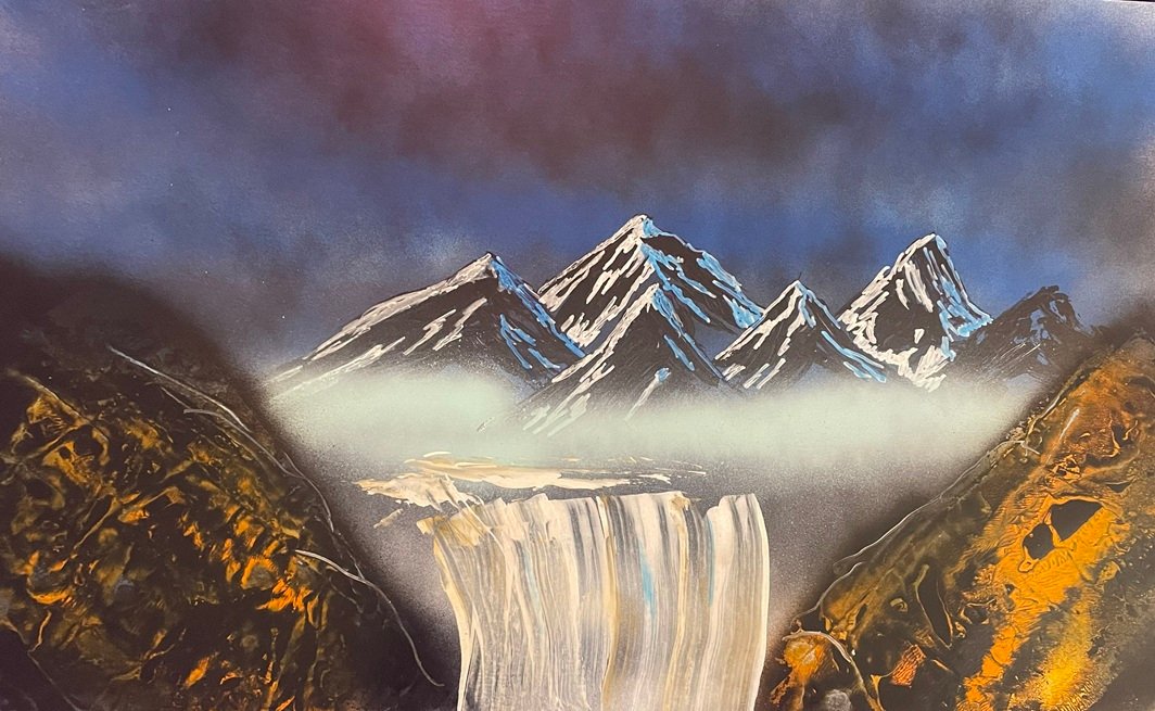 Mountain Waterfall Fantasy Landscape