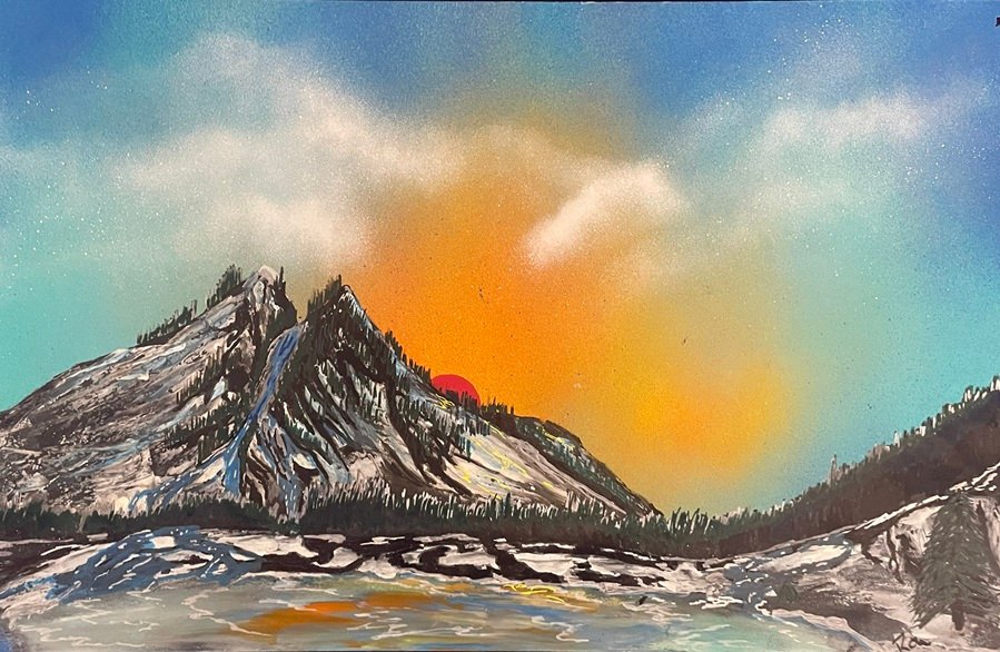 Alpine Mountain Sunset Lake Reflection