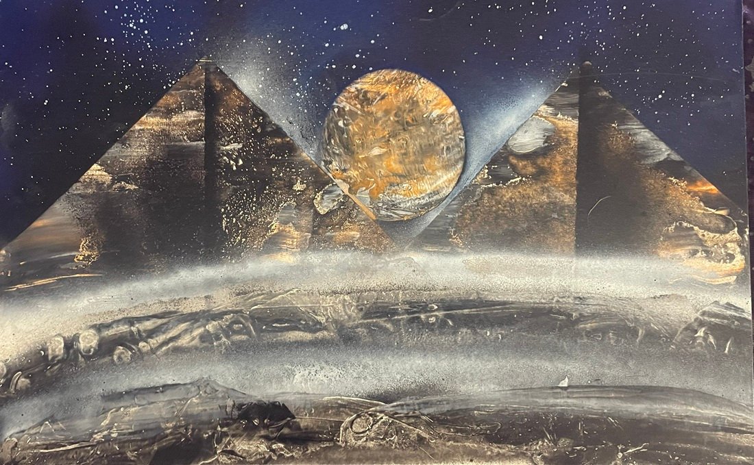 Planet Rising Pyramid Structures Stars