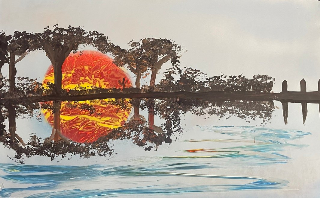 Sunset Water Reflection Abstract Nature