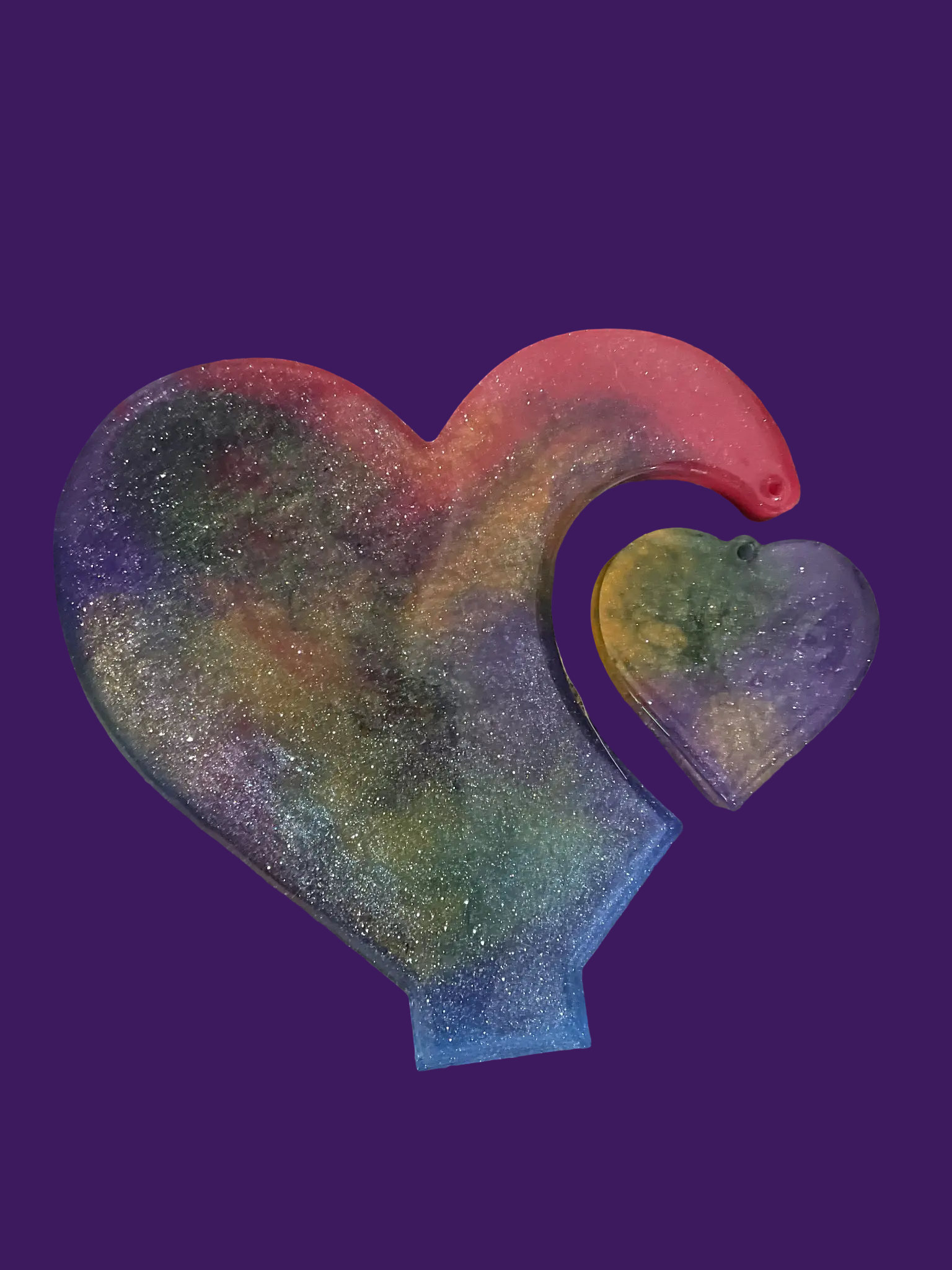 Rainbow Galaxy Double Heart